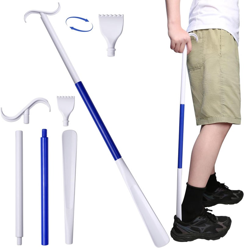 MarginZen 35.5 Inch 3-in-1 Shoe Horn Long Handle for Seniors & Adults - Long Shoe Horn with Detachable Back Scratcher Sock Remover, Dressing Aid - Long Shoe Horn for Seniors - Travel-Friendly Design - Image 1